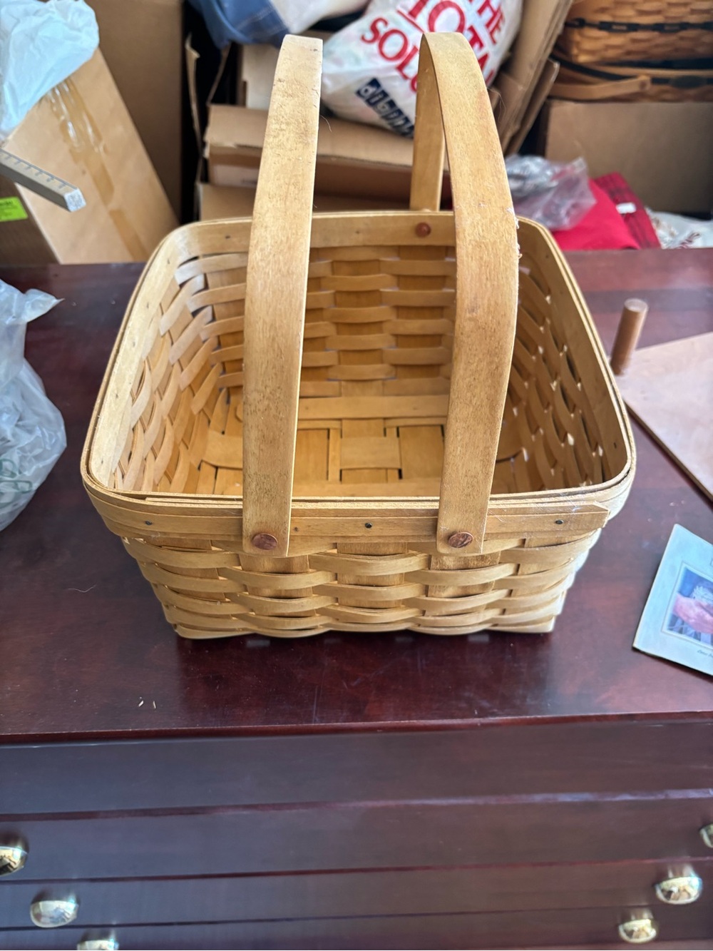 Longaberger Natural Wood Woven Basket with Double Handles